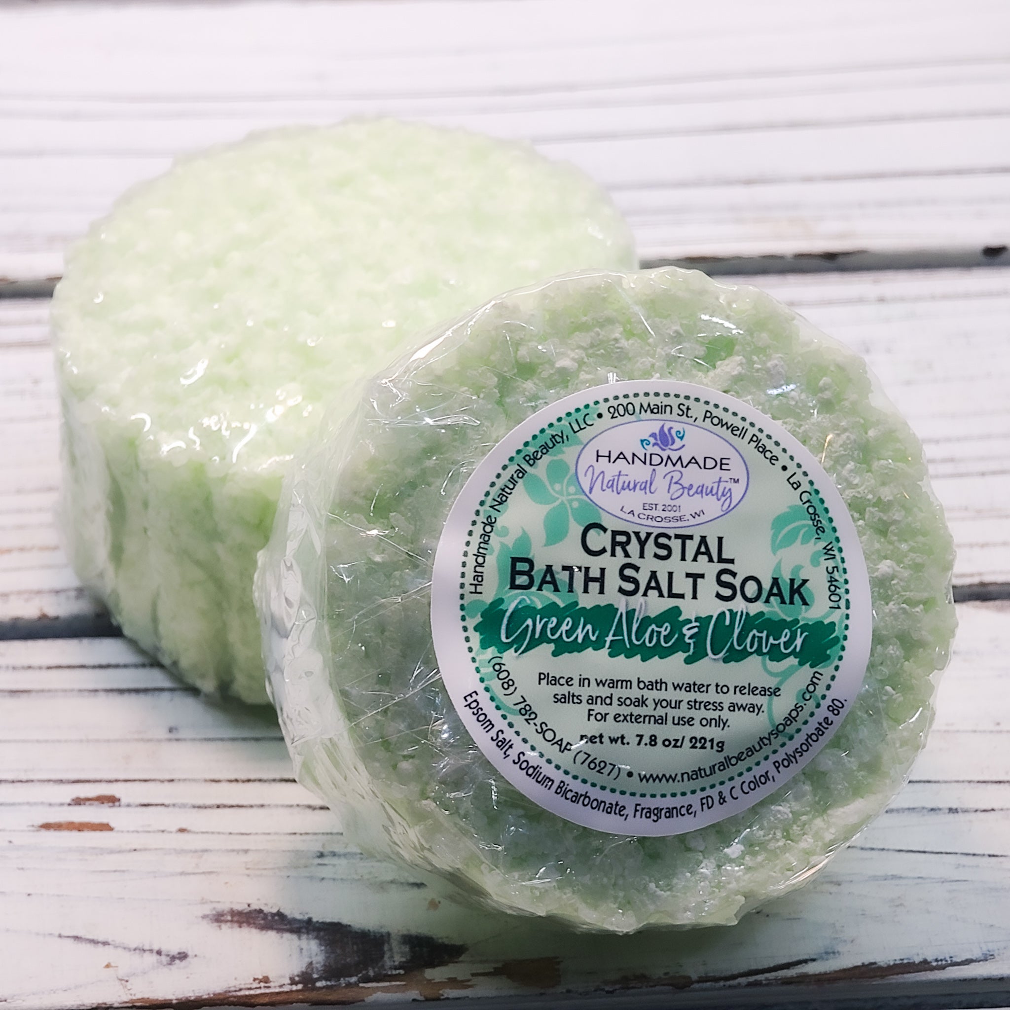Crystal Bath Salt Soak - Green Aloe & Clover