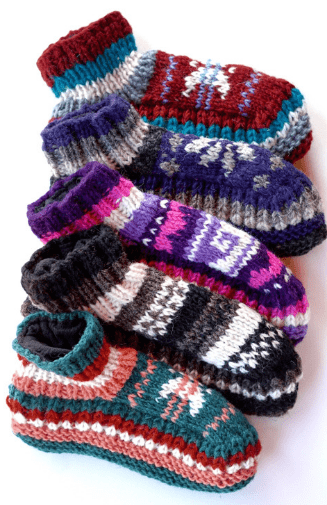 Wool Knit Slippers, fleece lined