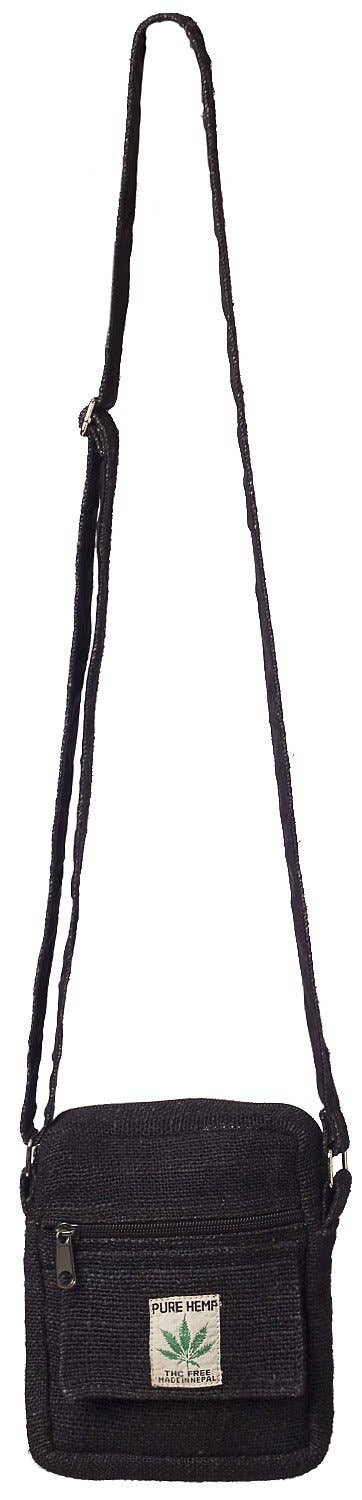 Hemp Small Crossbody Bag - Black