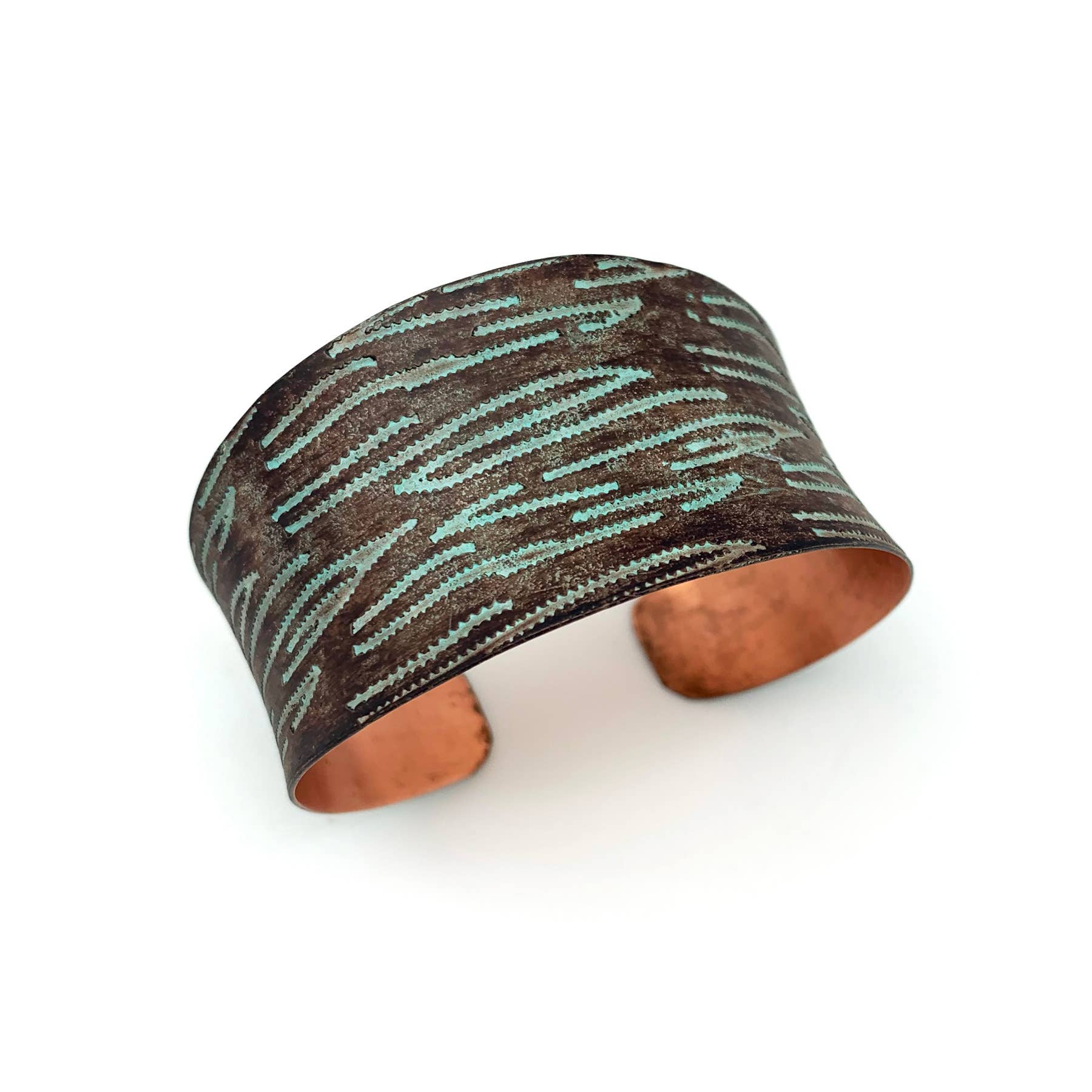 Copper Patina Bracelet - Teal and Brown Texture