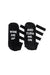 Two pairs of socks with humorous text on a white background