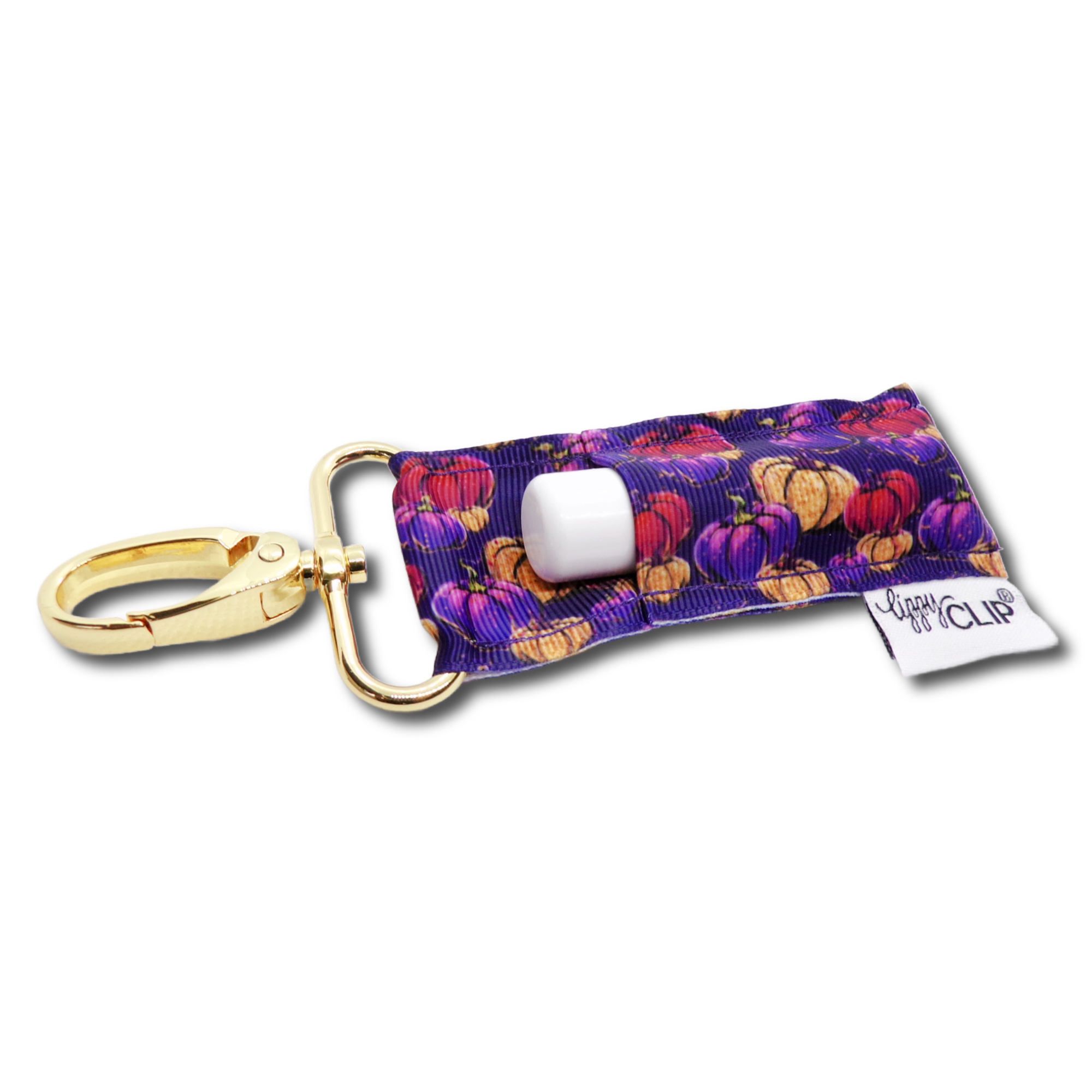 Purple and Gold Pumpkins LippyClip® Lip Balm Holder