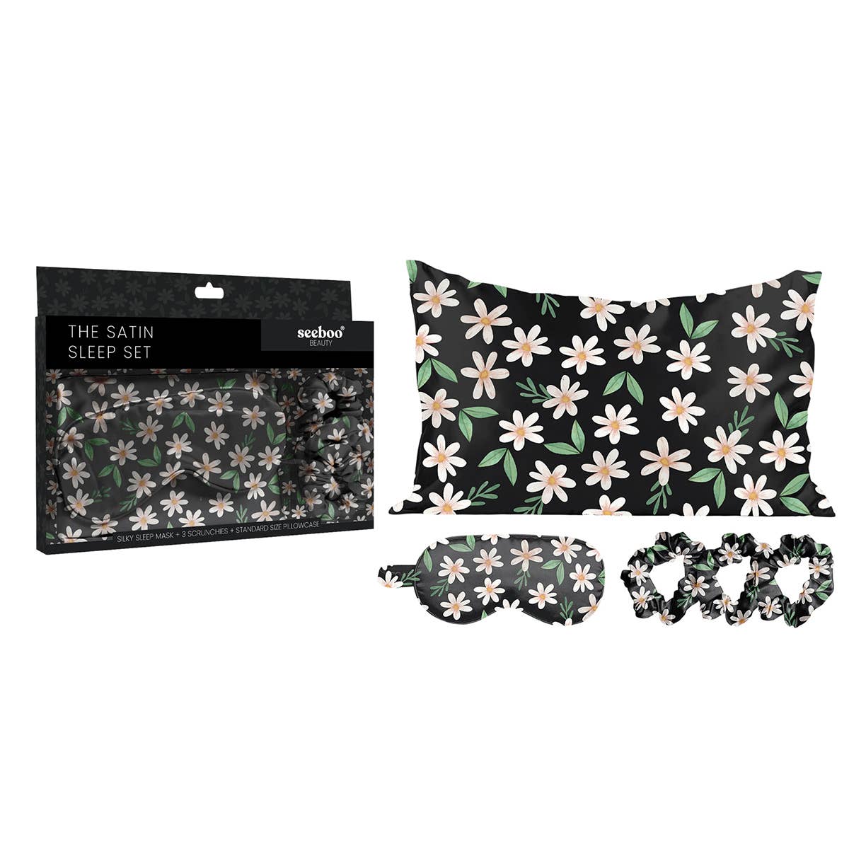 The Satin Sleep Set: Black
