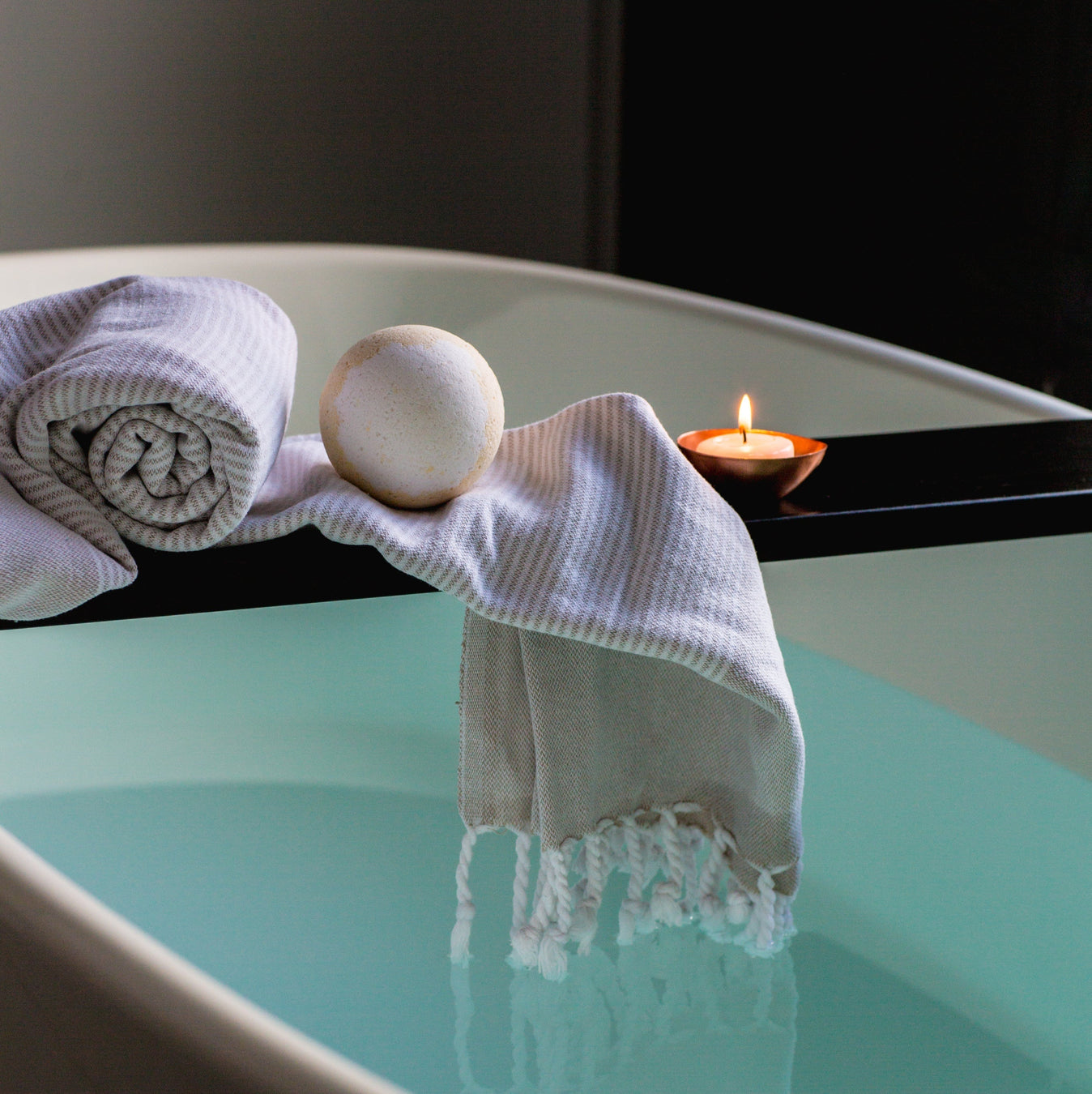 Bath Bomb over spa tub photo