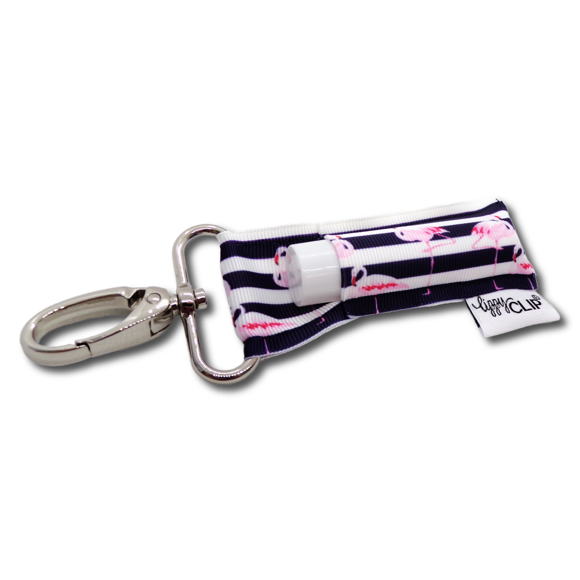 Navy Stripe Flamingos LippyClip® Lip Balm Holder