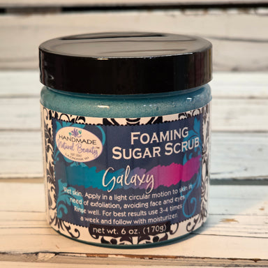 Two containers of Galaxy Foaming Sugar Scrub by Handmade Natural Beauty