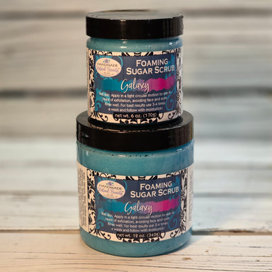 Two containers of Galaxy Foaming Sugar Scrub by Handmade Natural Beauty