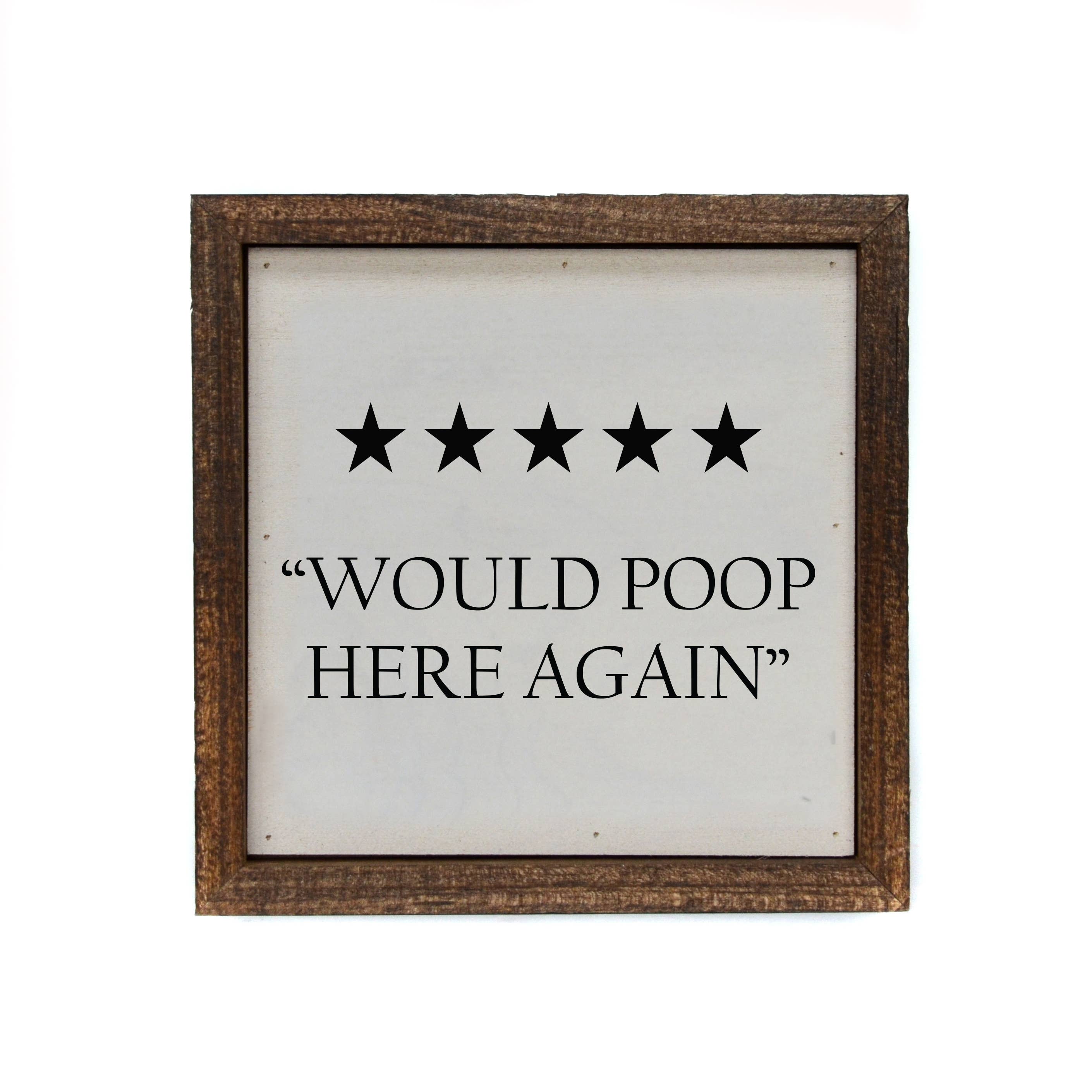 6x6 Will Poop Here Again Funny Bathroom Sign
